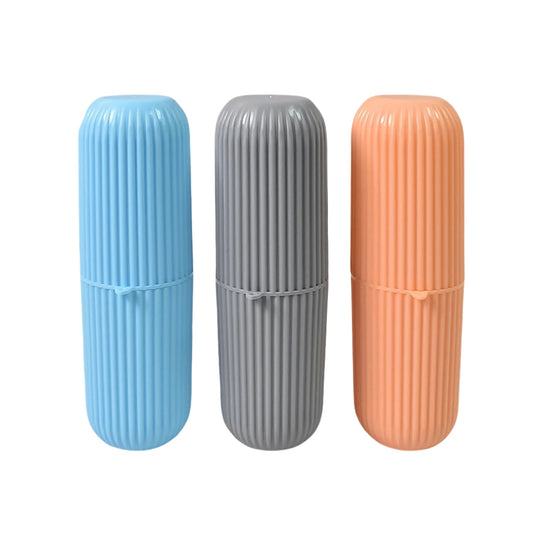 capsule travel toothbrush holder set, compact toothbrush and toothpaste holder case, multicolor travel case for toothbrush storage, 3 pc capsule design dental kit case, portable toothbrush and toothpaste box for travel, 