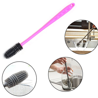 bottle cleaning brush, long handle brush, silicone bottle brush, narrow neck cleaner, baby bottle brush, water bottle brush, kitchen bottle scrubber, reusable bottle cleaner