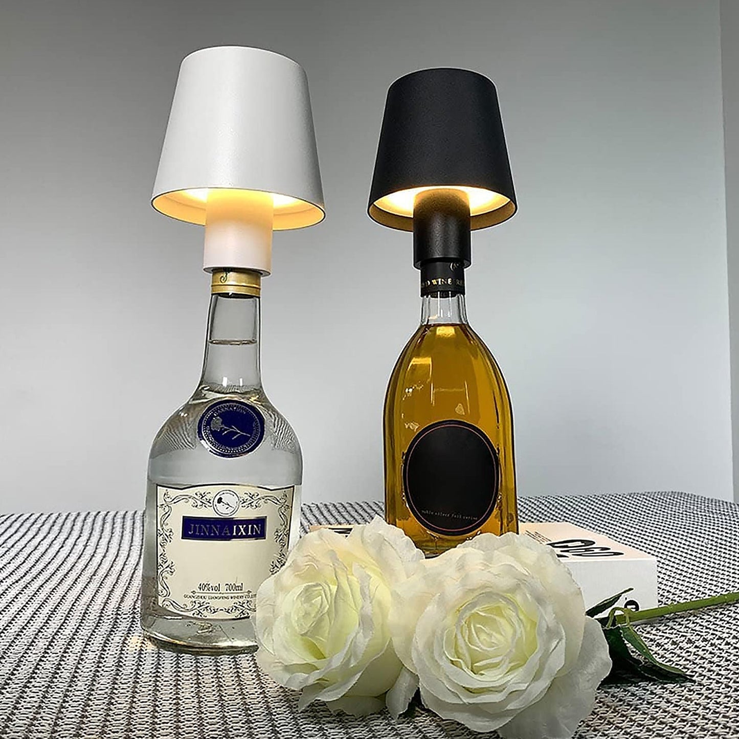 ambient LED bottle lamp for shelf or dining table, rechargeable LED lamp for night decor and home bar