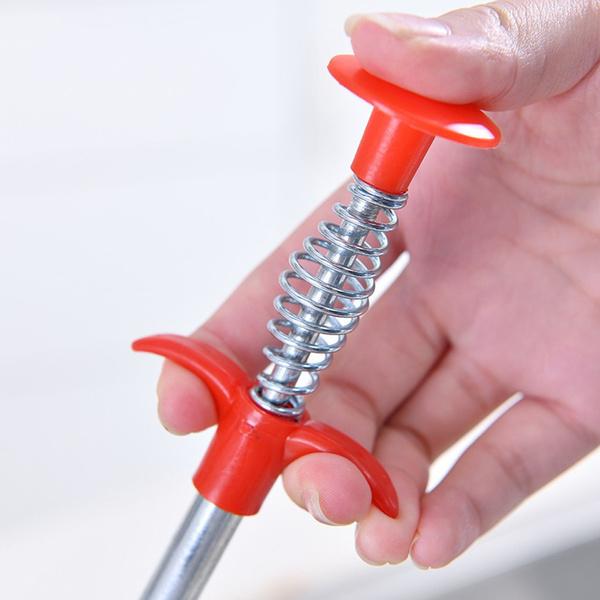 drain cleaning claw tool, pipe blockage remover, kitchen sink cleaner tool, spring wire drain unclogger, bathroom pipe cleaner, clog remover stick