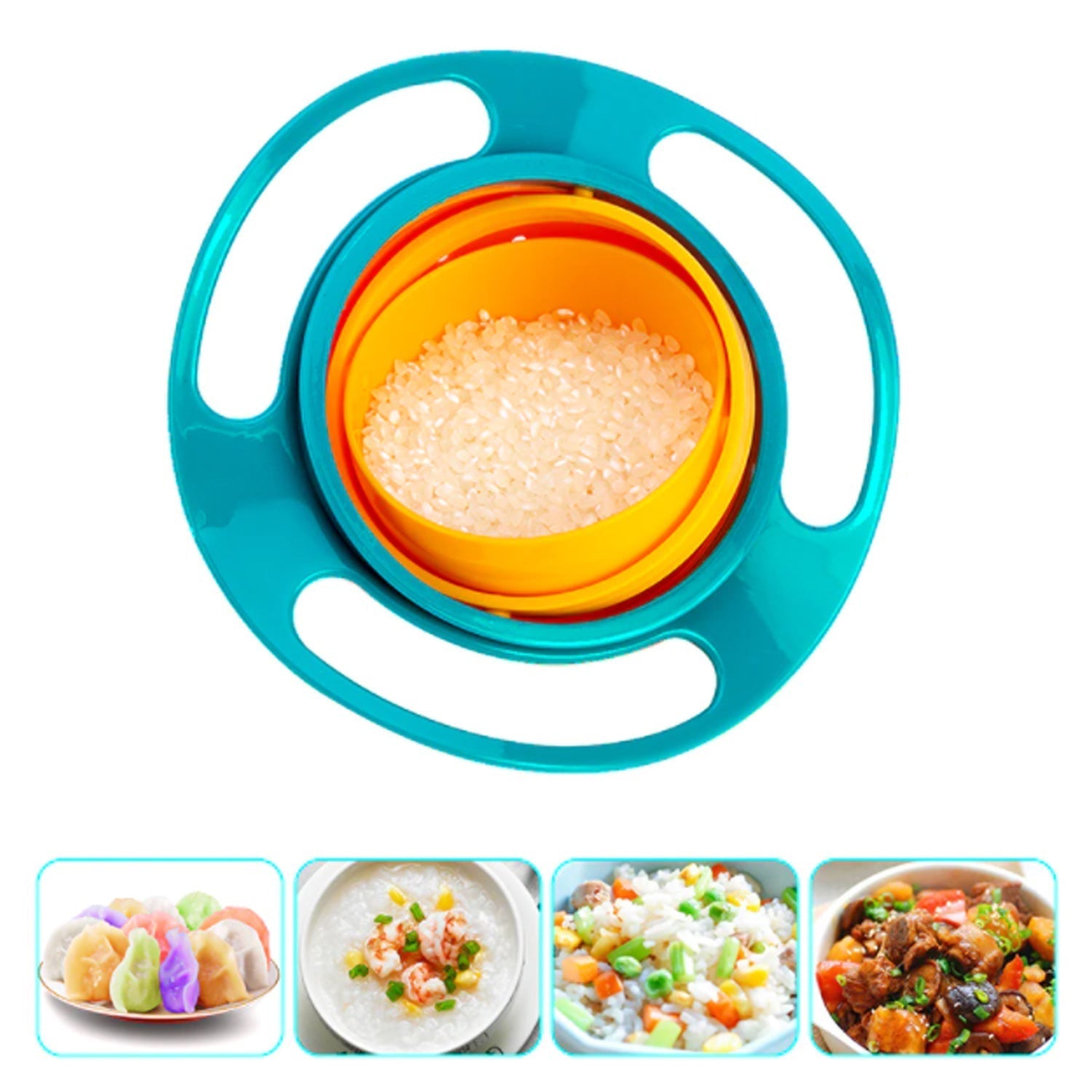 Rotating baby bowl for easy serving of food to toddlers, reducing spills. gyro bowl, rotating baby bowl, spill proof bowl for kids, toddler feeding bowl, 360 degree bowl, baby snack container, kids food bowl, anti-spill dish