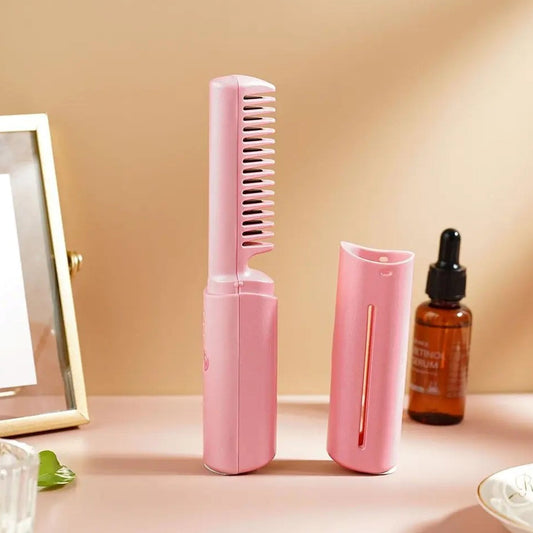 rechargeable mini hair straightener cordless flat iron, travel hair straightener brush with USB charging, cordless hair straightener with 3 heat settings,
