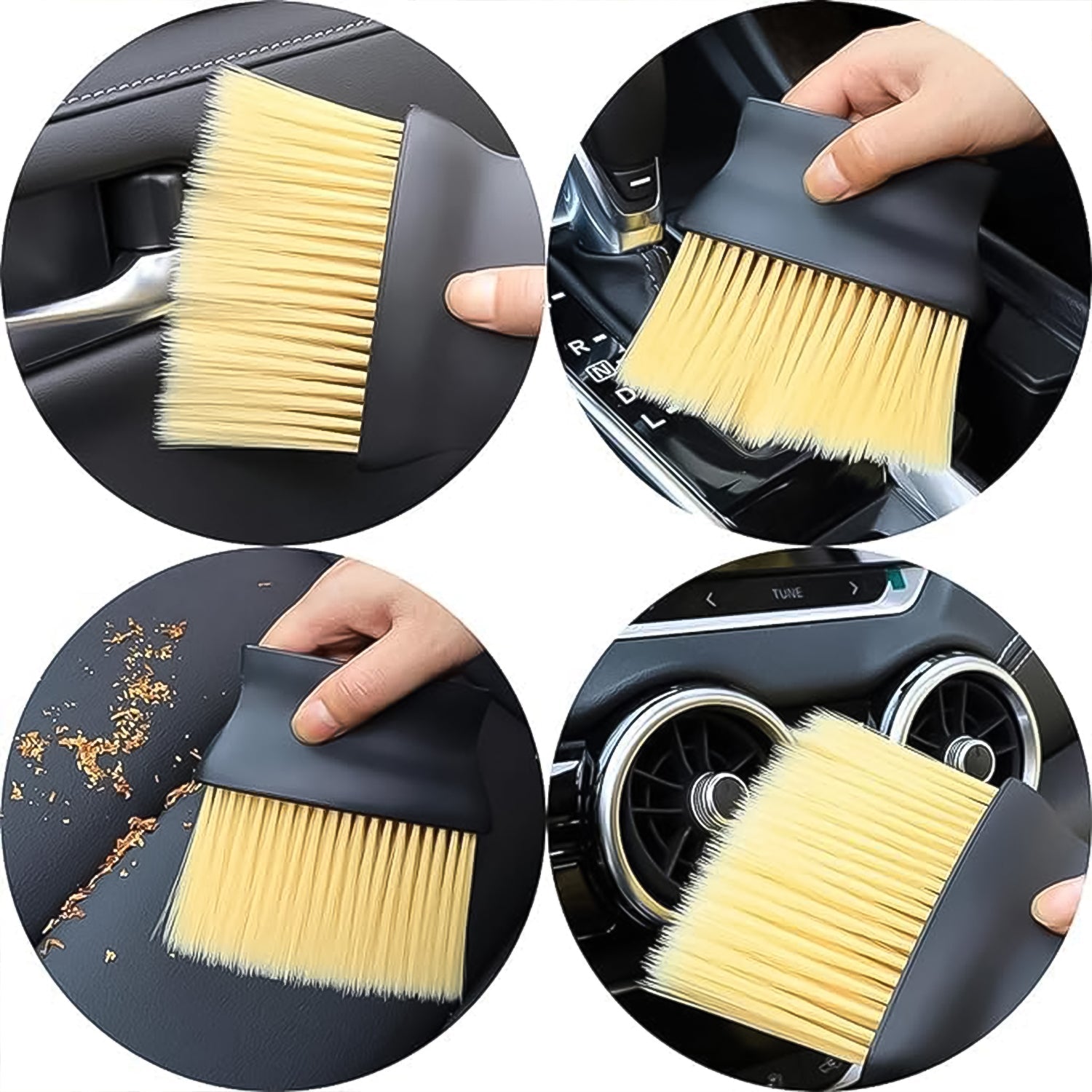 multipurpose soft car AC cleaning brush, interior detailing brush for car, scratch-free cleaning brush for car vents, soft bristle brush for dashboard and vents, car air vent cleaner tool, 1 pc car interior cleaning brush, dusting brush for car accessories, gentle brush for car console and buttons

