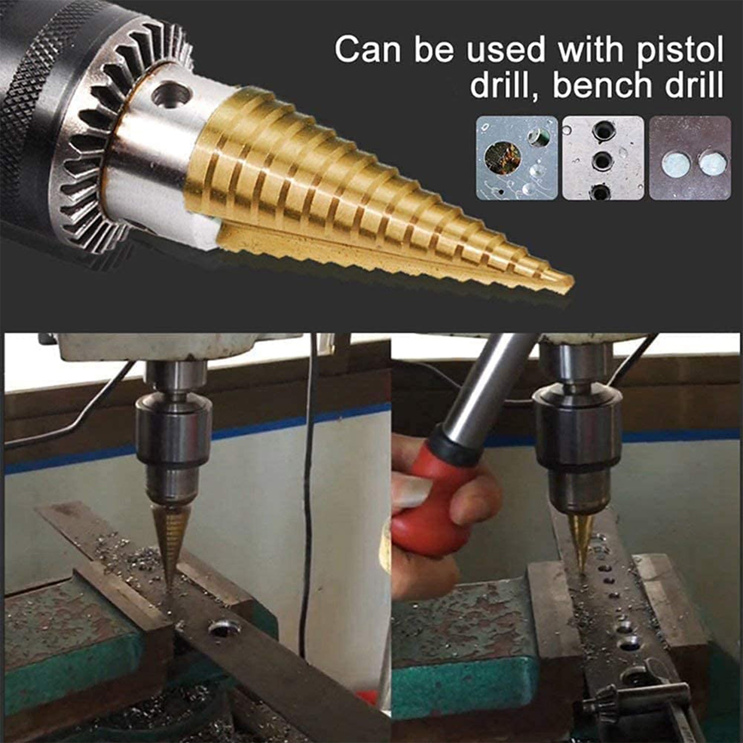 4–12 mm high-speed steel step drill bit for metal and plastic, tapered cone drill bit for drilling sheet metal, durable HSS step drill for DIY and industrial use,