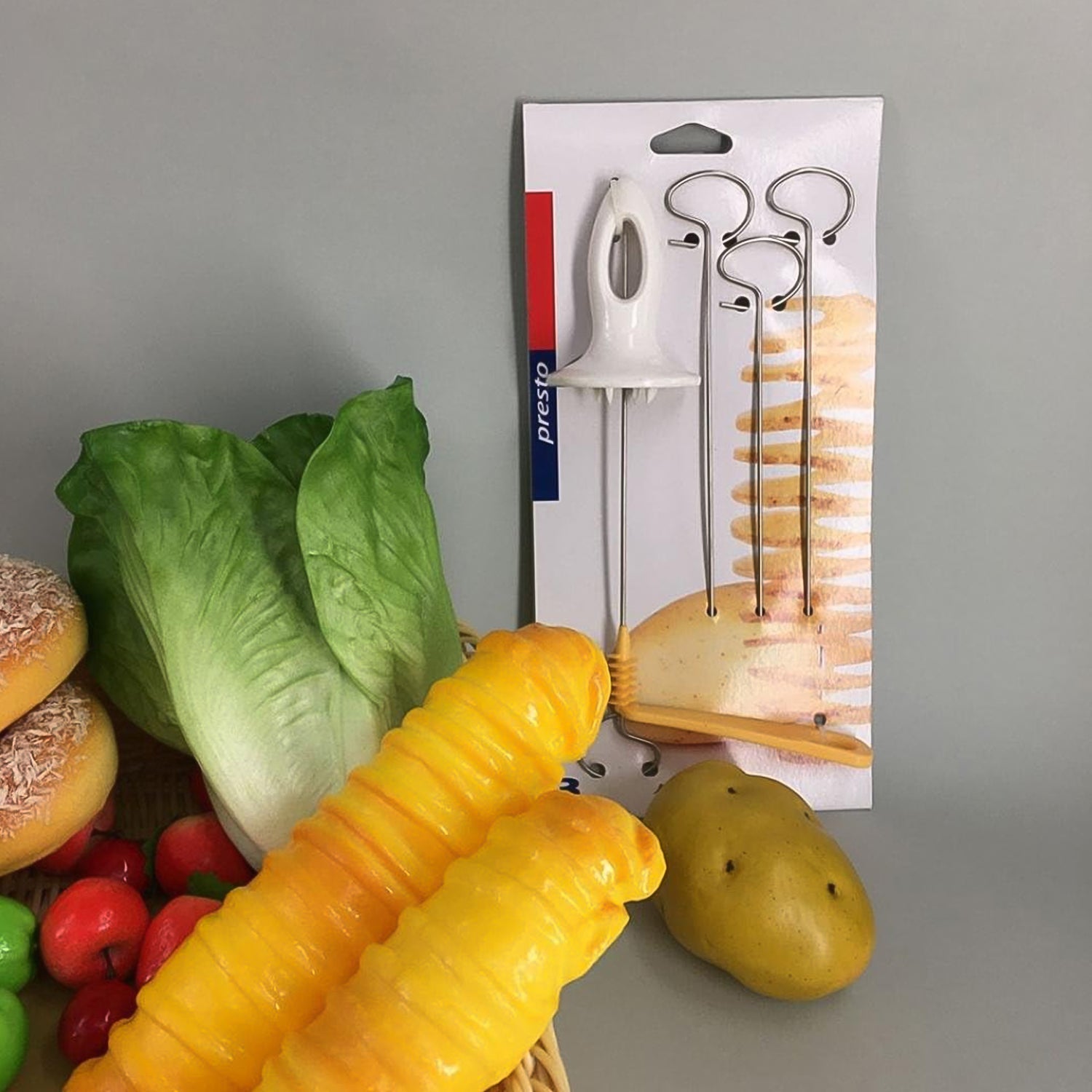 potato spiral cutter set for tornado fries, 4-spit potato twister cutter tool, tornado potato maker set for home snacks, spiral potato cutter for street food style snacks