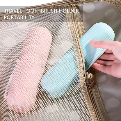 toothbrush and toothpaste storage for backpacks and trips, lightweight capsule design oral care holder for journeys