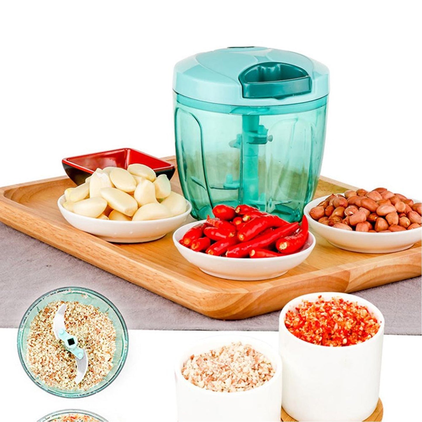 Manual vegetable chopper with multiple sharp blades, manual food chopper, dori chopper for vegetables, pull cord vegetable cutter, onion chopper manual, fruit and nut chopper, kitchen blender mixer, manual food processor