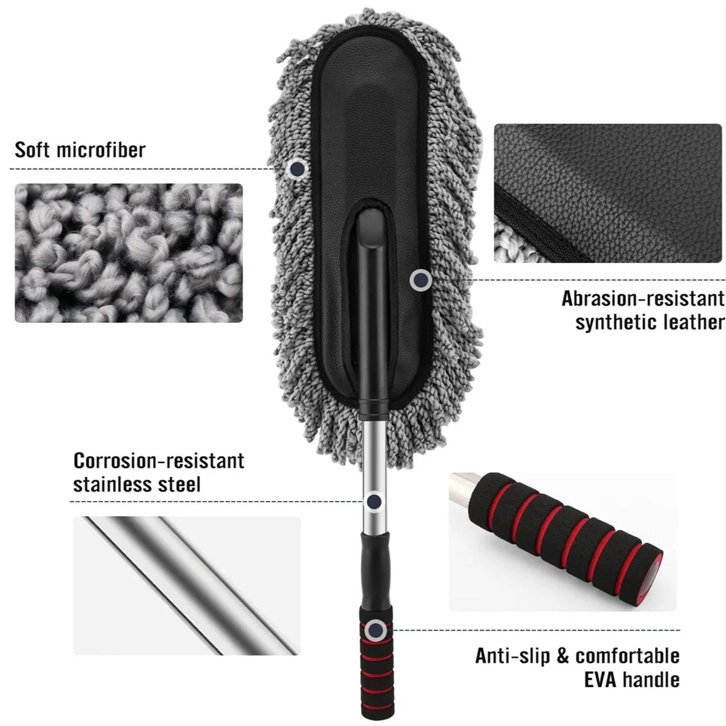 car duster, microfiber cleaning brush, car cleaning tool, long handle duster, multipurpose car brush, vehicle dust remover, interior cleaning brush