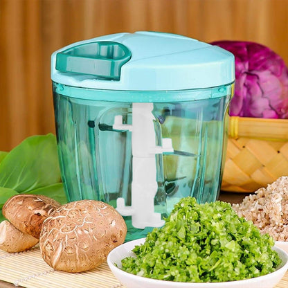 manual food chopper, vegetable chopper, hand chopper 6 blade, onion cutter, manual mixer, pull cord chopper, kitchen cutter, abs chopper, chopper 1000ml