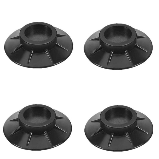 4 Pc Furniture Vibration Pad in black color showing anti-slip and shock absorption features, anti-vibration furniture pads, table stabilizer pad, chair base protector, plastic furniture pad, furniture support pad, non-slip furniture feet, vibration damper pad