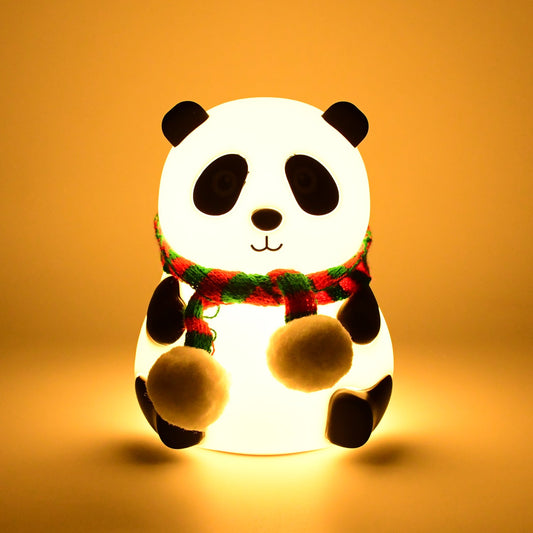 7-color LED silicone panda lamp for kids, rechargeable panda night light with touch control, cute panda lamp with color changing LED lights, 