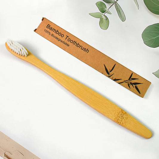 wooden bamboo toothbrush set with ultra-soft bristles, eco-friendly bamboo toothbrushes 3 piece pack, biodegradable toothbrush set for sustainable living,