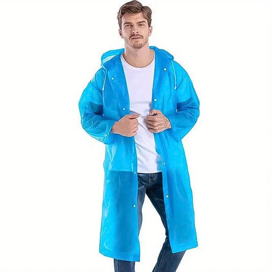 lightweight EVA portable raincoat with hood, waterproof travel rain coat foldable, reusable EVA bike rain jacket, compact unisex waterproof rainwear, one‑size portable rain poncho

