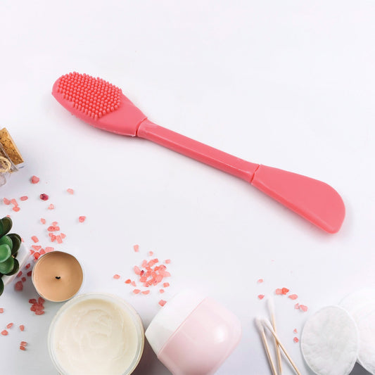 2‑in‑1 silicone face mask brush dual sided, mud mask applicator and cleansing scrubber, silicone facial mask brush with flat & textured heads, 