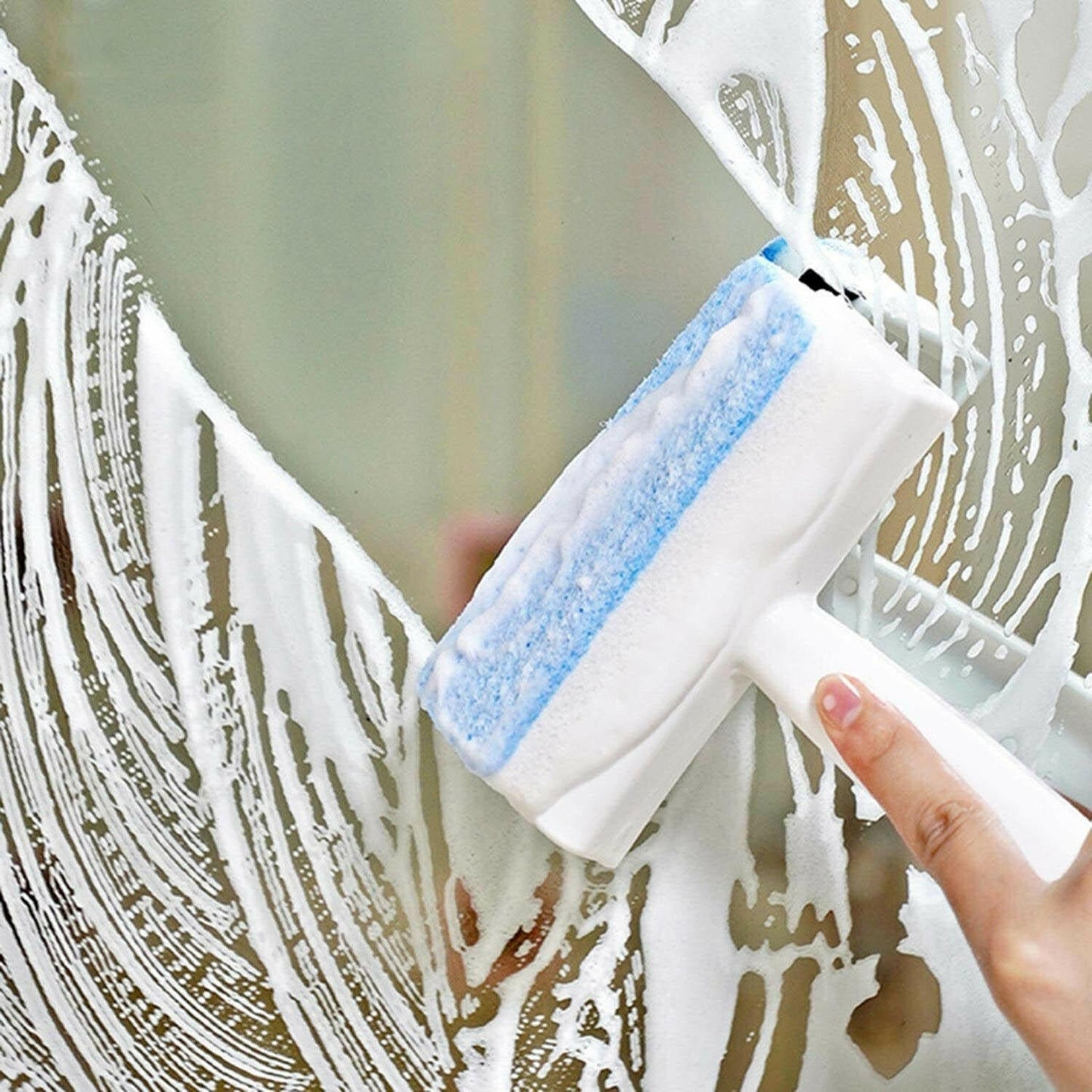 2-in-1 glass cleaner and brush for spotless bathroom tiles, glass wiper, mirror cleaning brush, tile scrubber, grout cleaner, pot brush, kitchen wiper tool, double sided cleaning brush, bathroom scrubber, window wiper