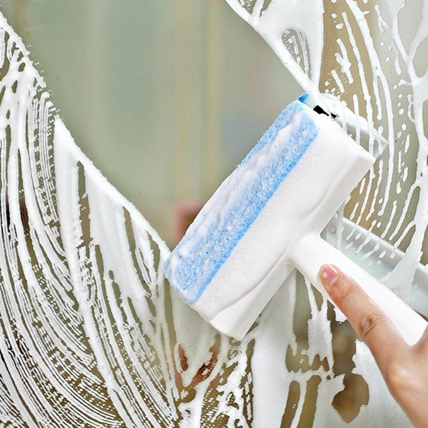 2-in-1 glass cleaner and brush for spotless bathroom tiles, glass wiper, mirror cleaning brush, tile scrubber, grout cleaner, pot brush, kitchen wiper tool, double sided cleaning brush, bathroom scrubber, window wiper