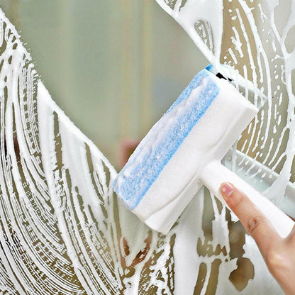 2-in-1 glass cleaner and brush for spotless bathroom tiles, glass wiper, mirror cleaning brush, tile scrubber, grout cleaner, pot brush, kitchen wiper tool, double sided cleaning brush, bathroom scrubber, window wiper