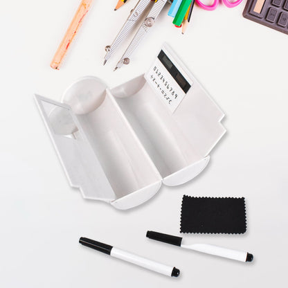fancy pencil box for kids, double sided pencil box with calculator, pencil case with mirror and compartments, kids pencil box with multi functions,