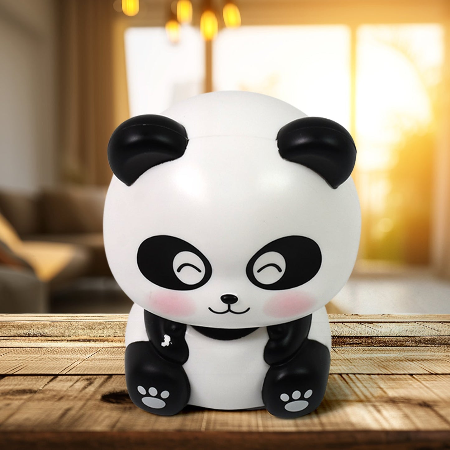sunlight powered panda toy for decoration, dancing panda solar-powered car toy, small panda figurine with moving head solar powered, kawaii panda solar toy for gifting and decor
