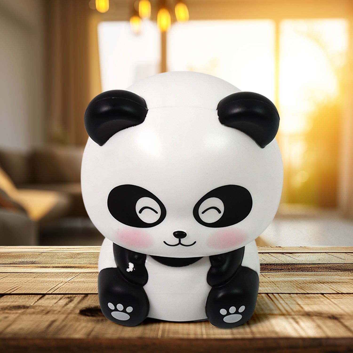 sunlight powered panda toy for decoration, dancing panda solar-powered car toy, small panda figurine with moving head solar powered, kawaii panda solar toy for gifting and decor