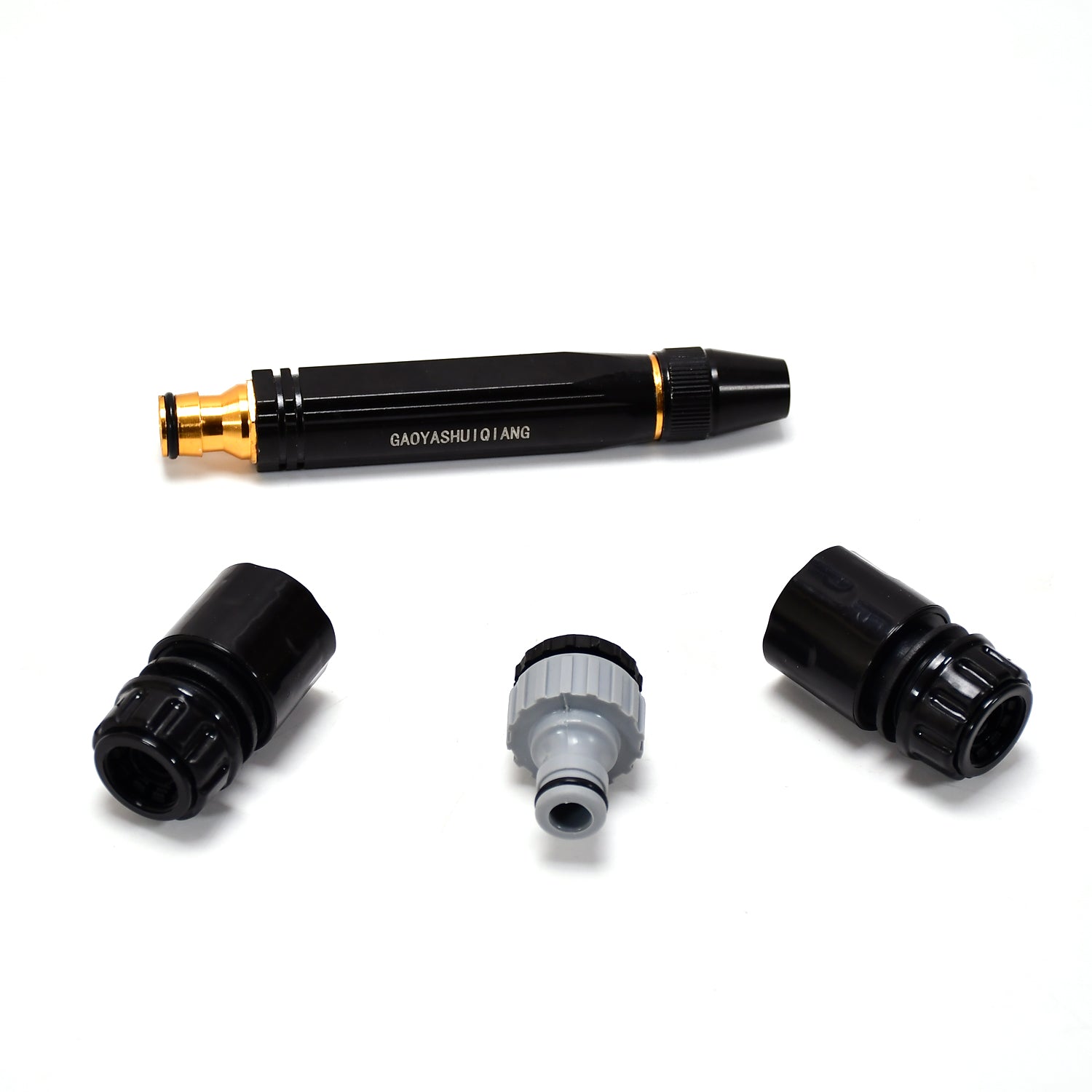 High pressure water gun nozzle for car wash. high pressure water gun, car wash spray gun, metal nozzle, garden water spray, adjustable spray gun, outdoor cleaning tool, heavy duty nozzle