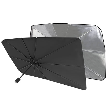 car windshield sunshade, foldable car umbrella, brellashade, car heat protection, UV blocker car shade, windshield umbrella, SUV sunshade, car interior protection