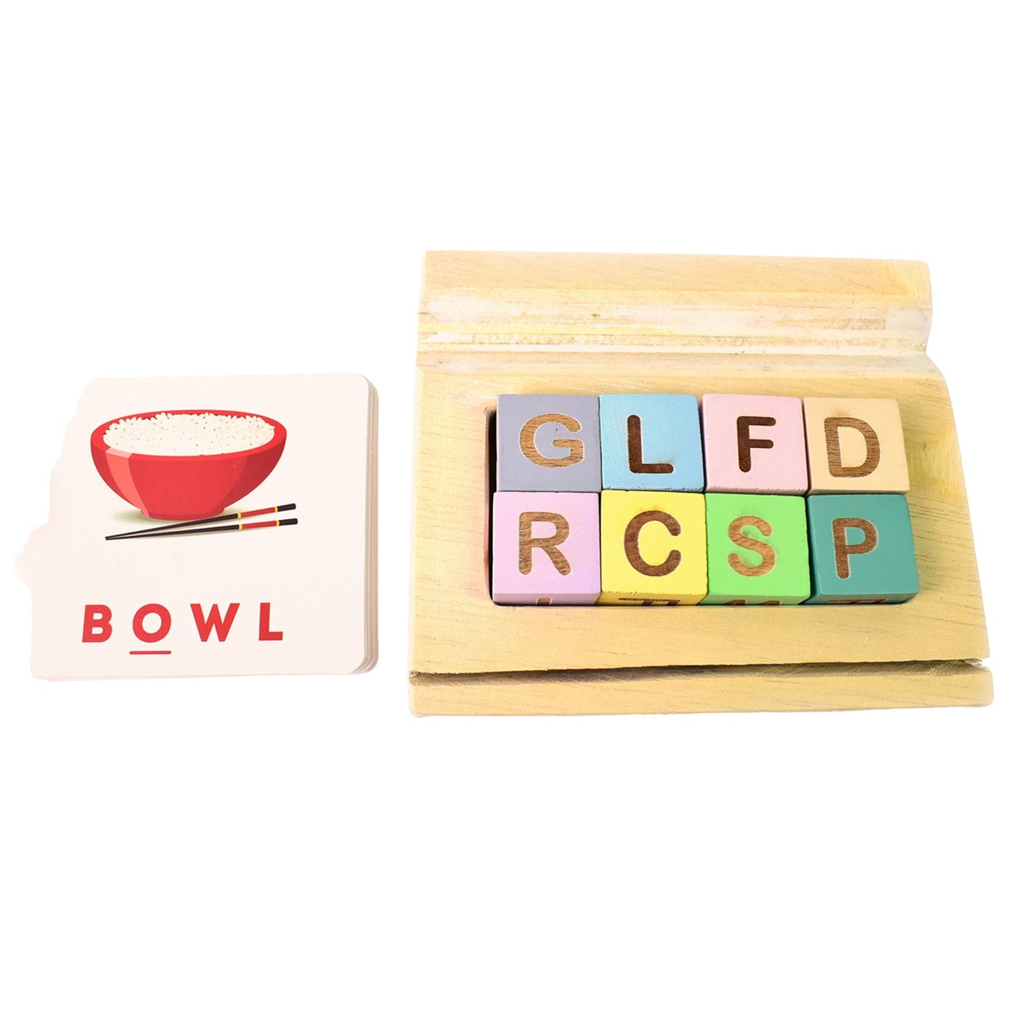 alphabet spelling puzzle toy for kids, wooden letter blocks with flashcards set, educational spelling game with alphabet cards, kids learning puzzle for reading words, 