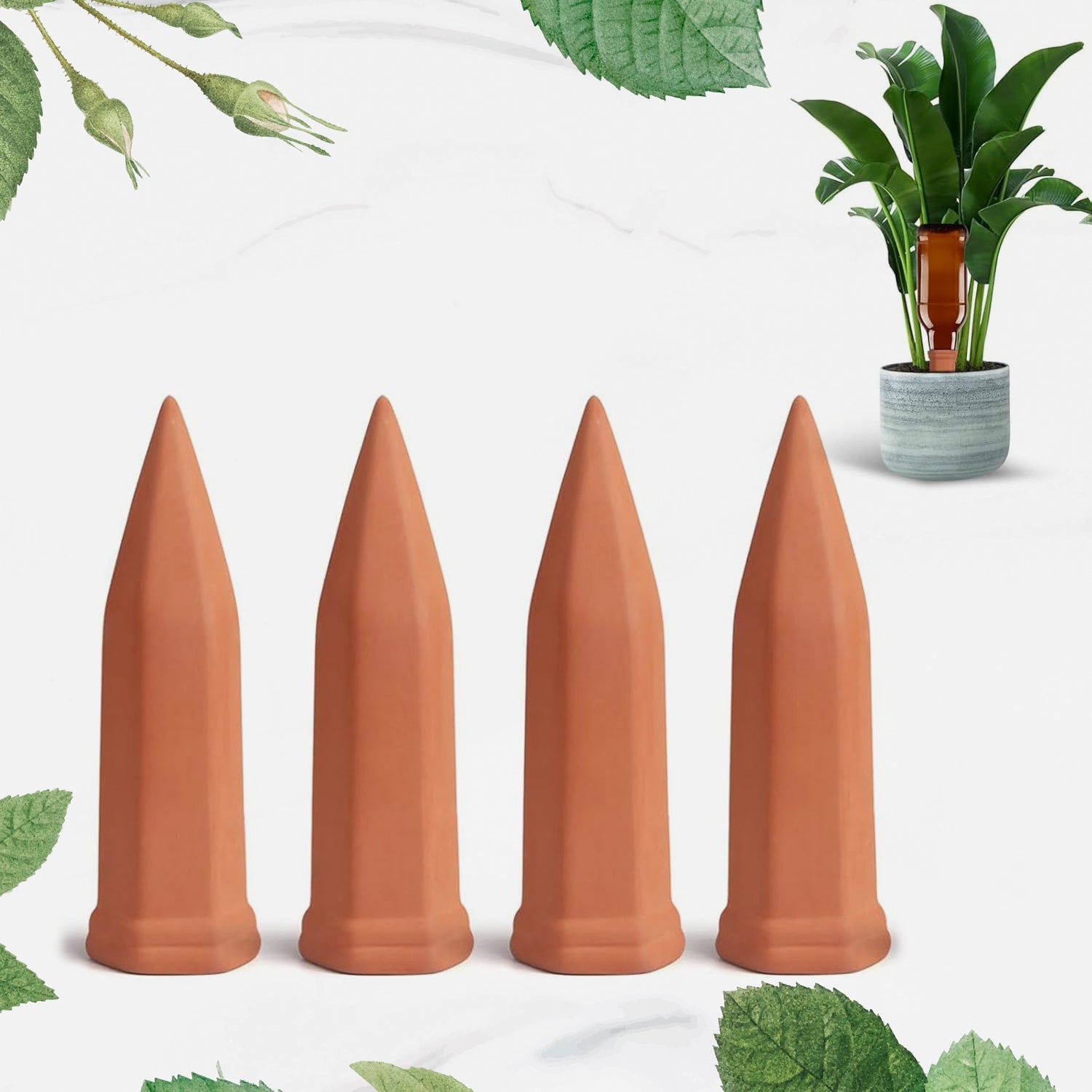 DIY plant dripper spikes for home, automatic plant water feeder set, plant irrigation spikes for summer care,