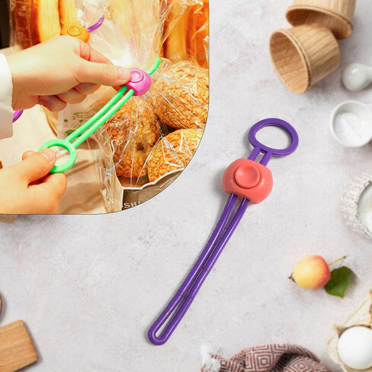 colorful multifunction sealing rope strap clips set of 6, reusable strap clips for sealing bags and wires, flexible sealing ropes for multipurpose household use, vibrant color sealing clips for kitchen and travel, strap clips for organizing cords cables and food packs