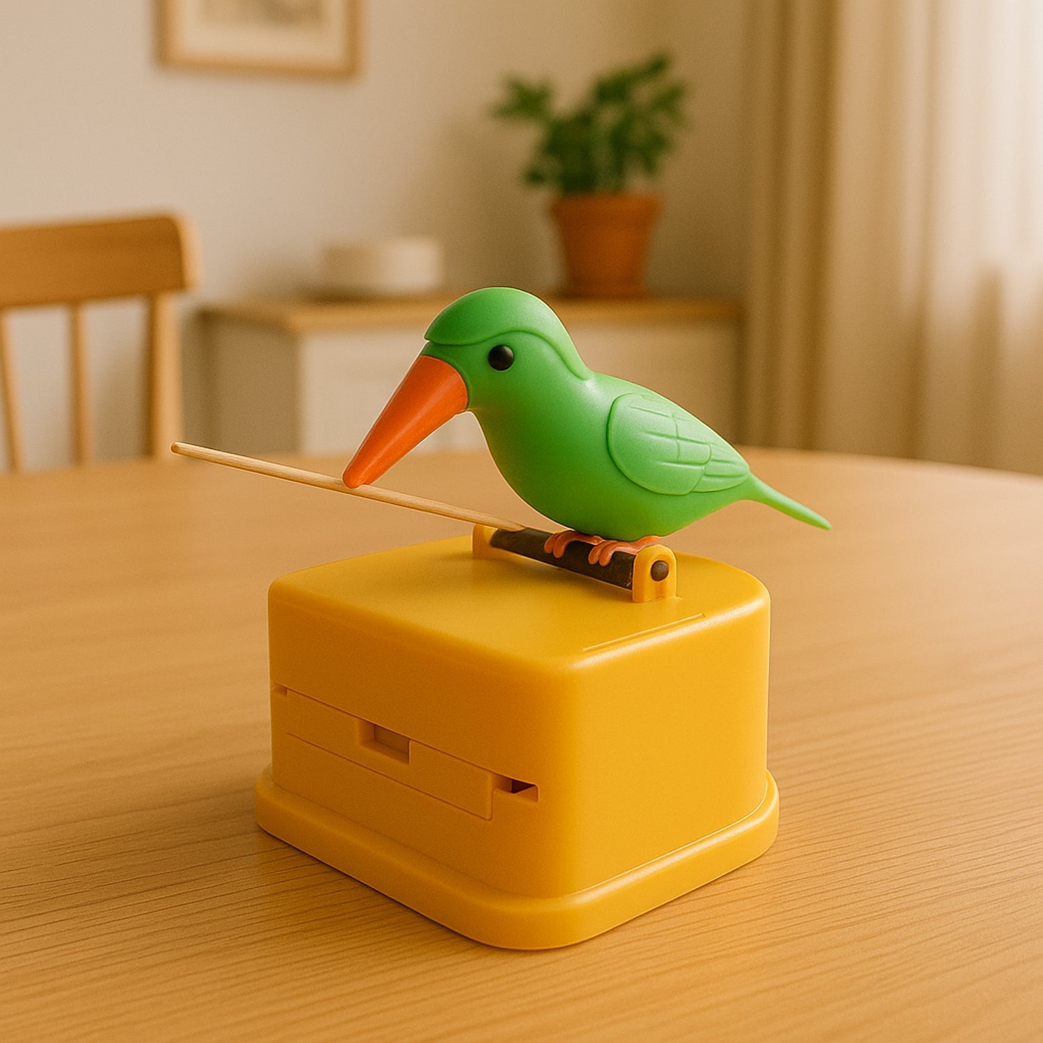 bird design toothpick holder, press type toothpick dispenser, smart toothpick box, portable toothpick storage, ABS toothpick container, kitchen toothpick holder