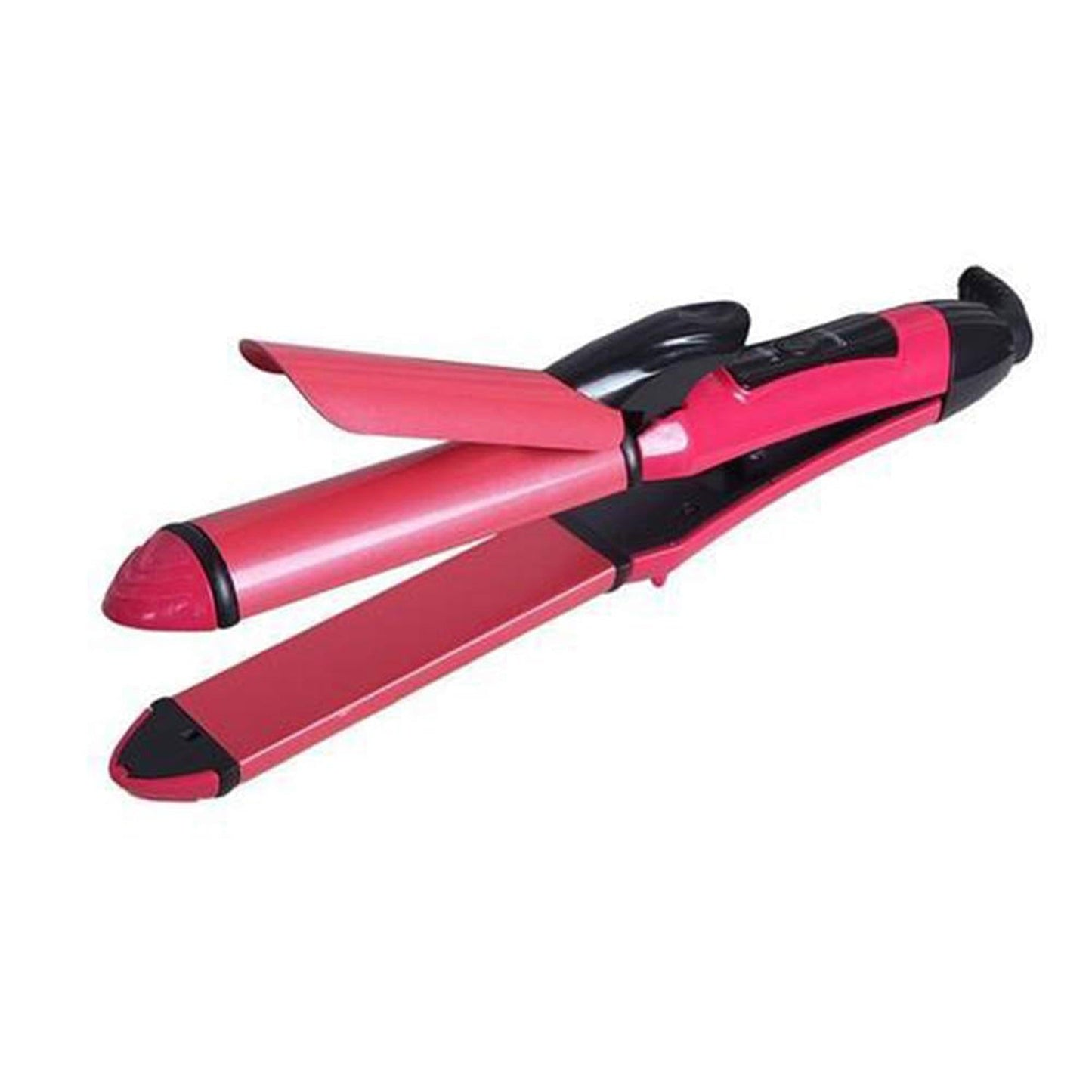 Hair iron with straightening and curling functions. 2 in 1 hair straightener, hair curler machine, hair iron for women, straight and curl hair tool, ceramic hair styler, hair accessories for women
