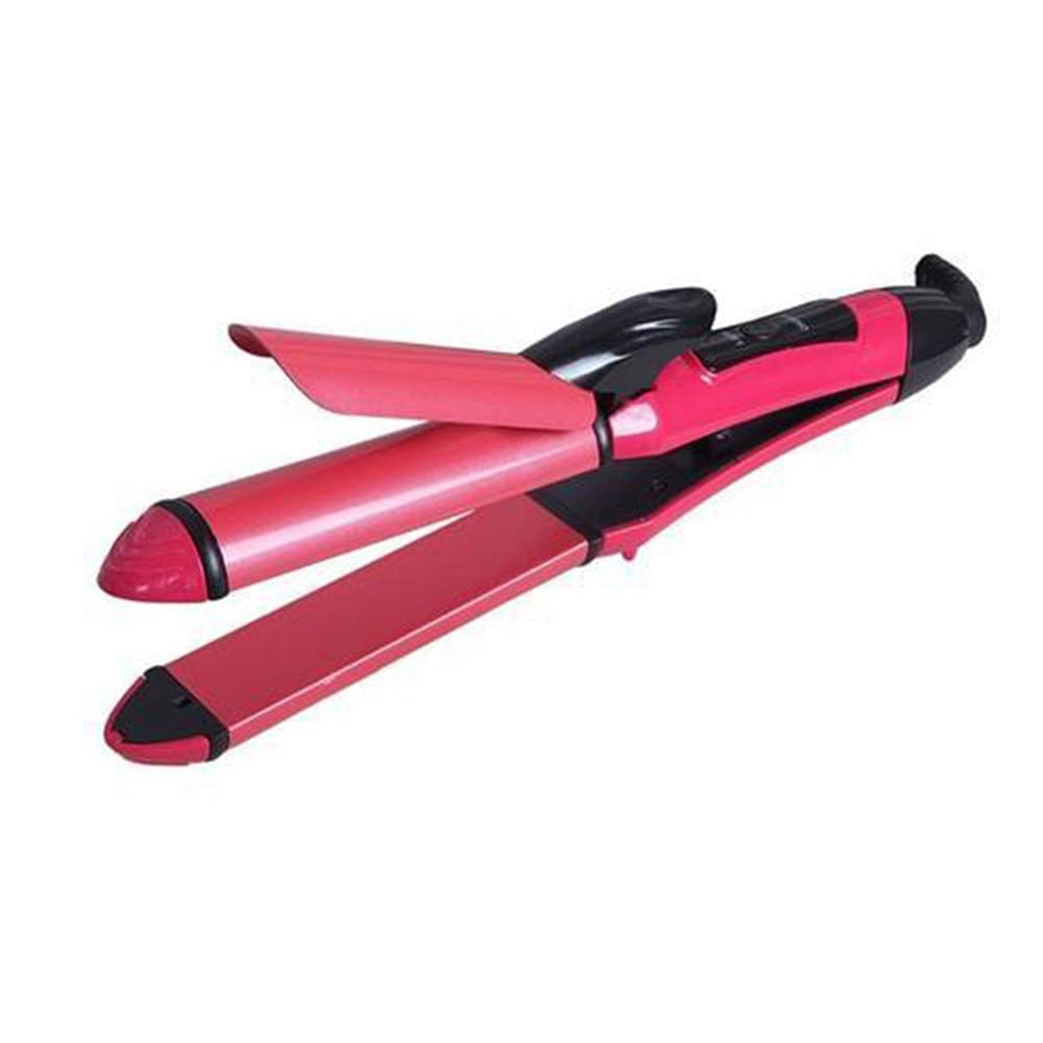 Hair iron with straightening and curling functions. 2 in 1 hair straightener, hair curler machine, hair iron for women, straight and curl hair tool, ceramic hair styler, hair accessories for women