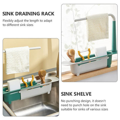 expandable kitchen rack, sink organizer shelf, drying basket for sink, plastic sink shelf, dishwashing rack, multipurpose sink caddy, kitchen storage rack