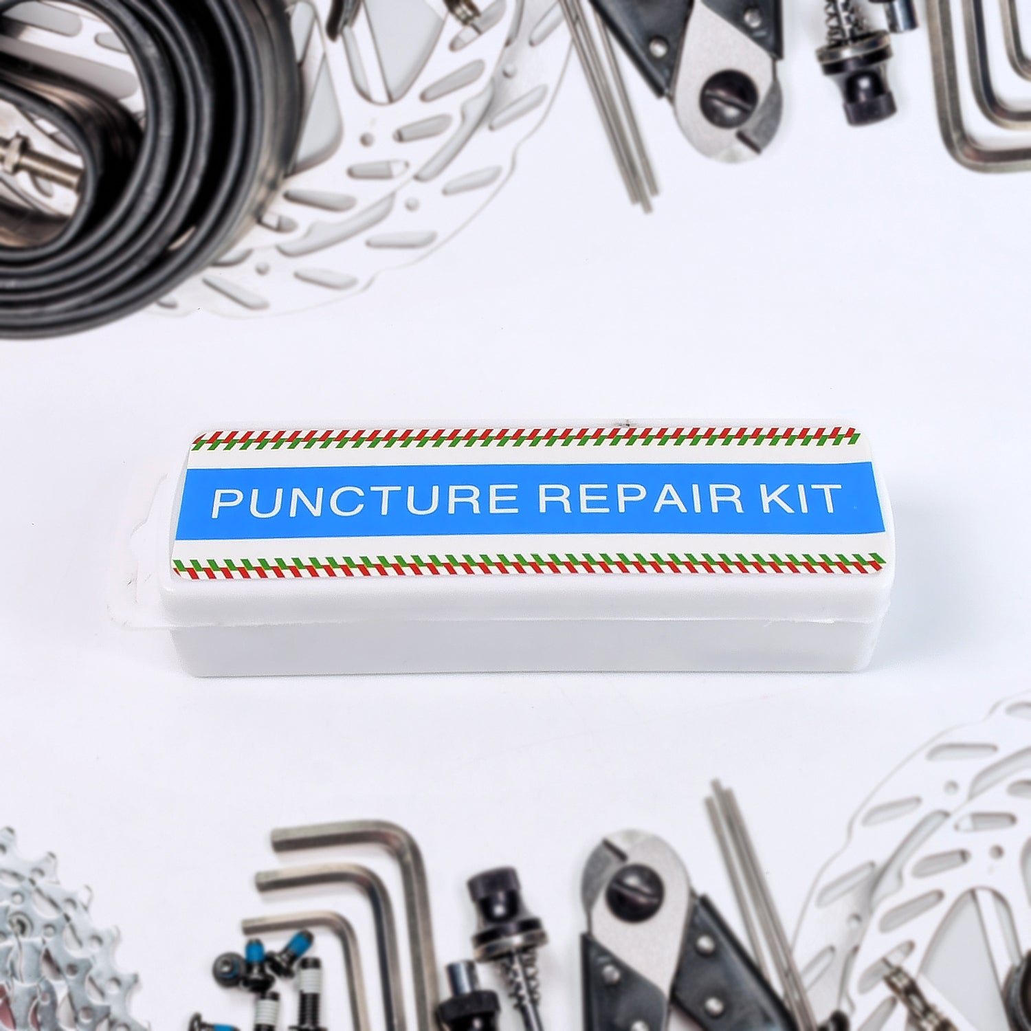 cycle repair kit online India, tire puncture patch kit, glue for cycle puncture repair, portable bike maintenance tools,