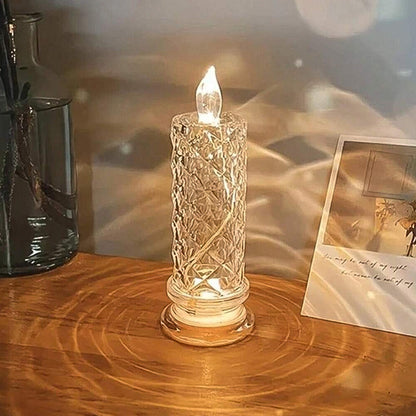 rose crystal candle, LED home décor candle, battery operated candle, glitter candlelight, romantic decoration candle, Diwali candles