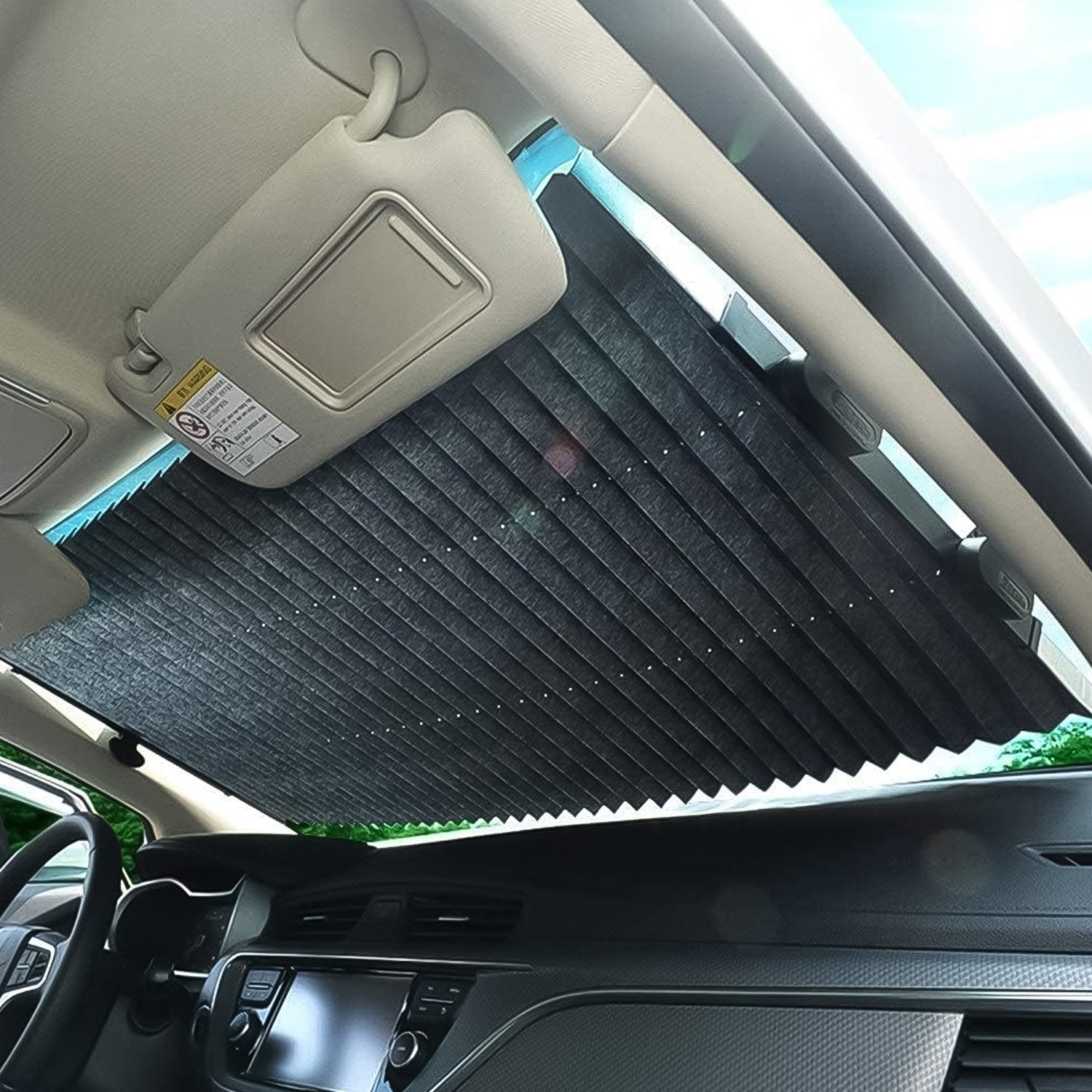 retractable sun shade, windshield sun shade, foldable sunshade, car sun shade, UV blocker sun shade, suction cup sun shade, car sun visor shade

