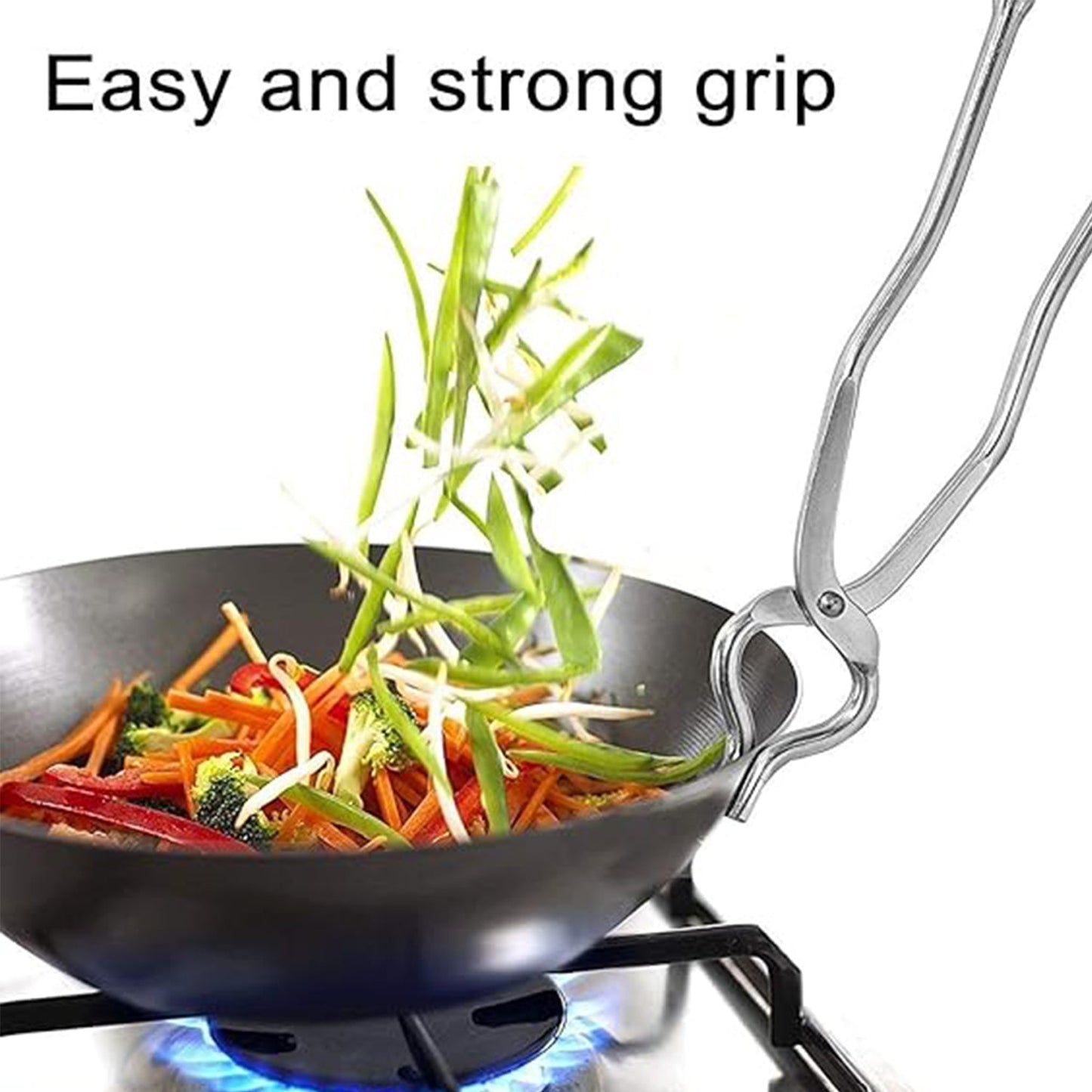 Apex full-round stainless steel pakkad for kitchen utensils, strong grip pakkad for lifting hot cookware safely, heavy-duty utensil tong for gas stove cooking in Indian kitchens, best stainless steel sansi pakkad for daily use, durable kitchen pakkad for heavy vessels and hot pots