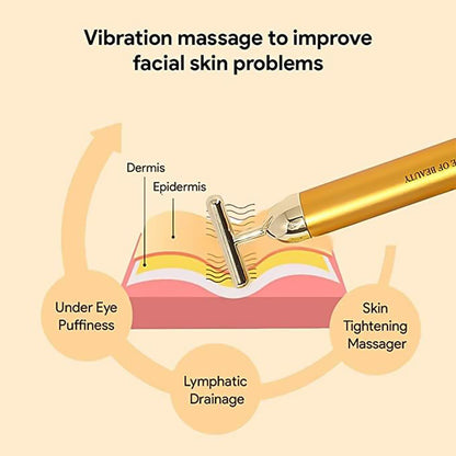  portable facial massage tool for glow and contour, golden face massager for wrinkle reduction