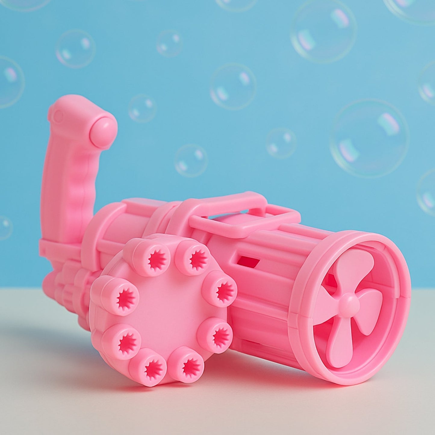 8 hole bubble gun, electric bubble toy, gatling bubble machine, bubble blower gun for kids, outdoor bubble toy, battery operated bubble gun, kids fan bubble toy