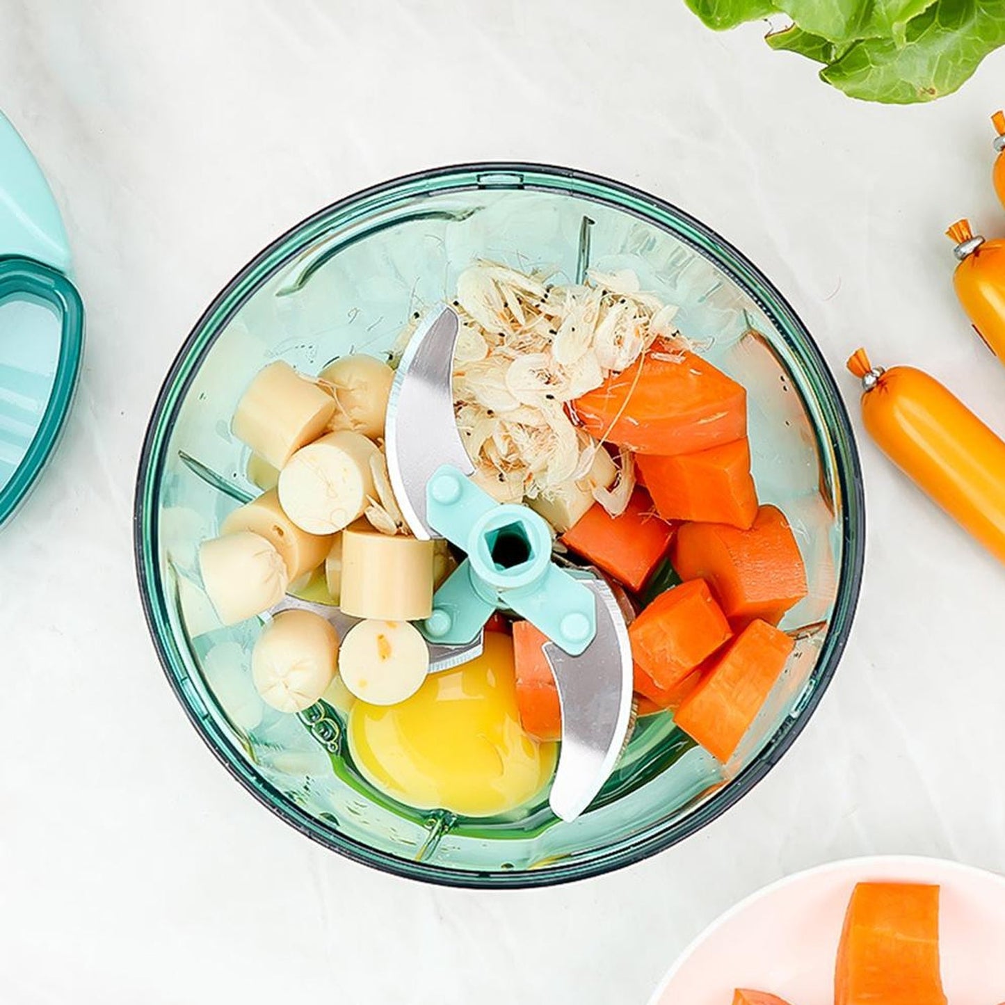 Extra sharp stainless steel vegetable slicer with 5 blades, manual food chopper, dori chopper for vegetables, pull cord vegetable cutter, onion chopper manual, fruit and nut chopper, kitchen blender mixer, manual food processor