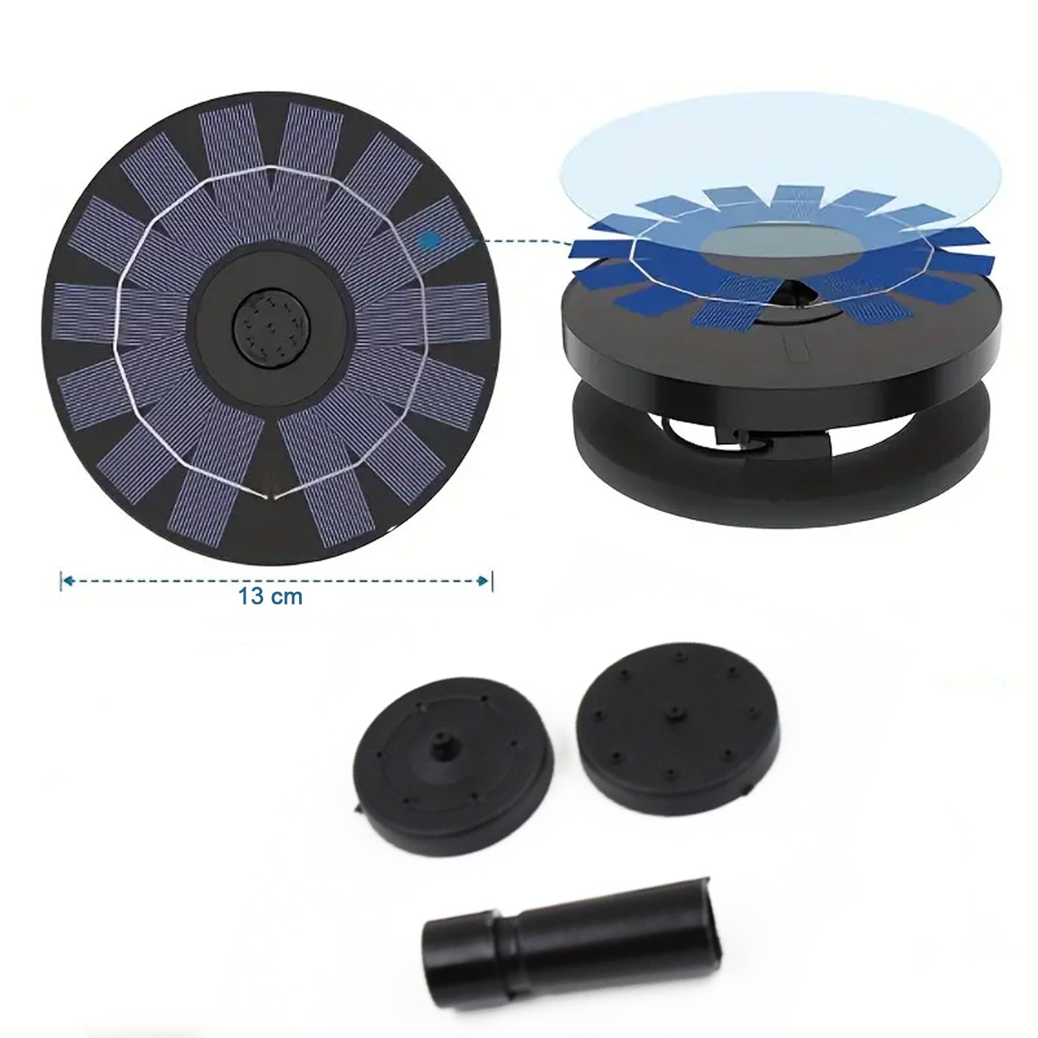 solar birdbath fountain set, decorative solar fountain for patio and balcony, 1 set floating solar fountain pump, multi-pattern solar garden water sprayer