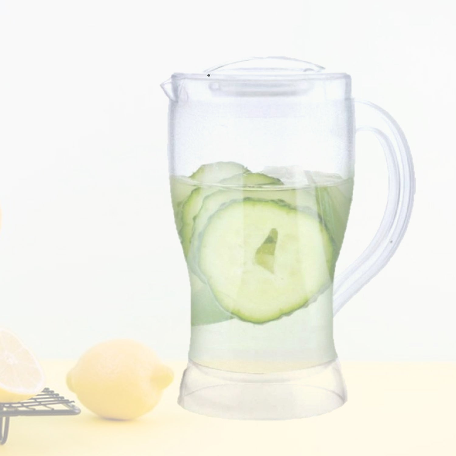 Apex juice jug, unbreakable plastic pitcher, BPA free lemon jug, fridge friendly jug, kitchen jug with lid, cold beverage jug, polycarbonate water jug India,
