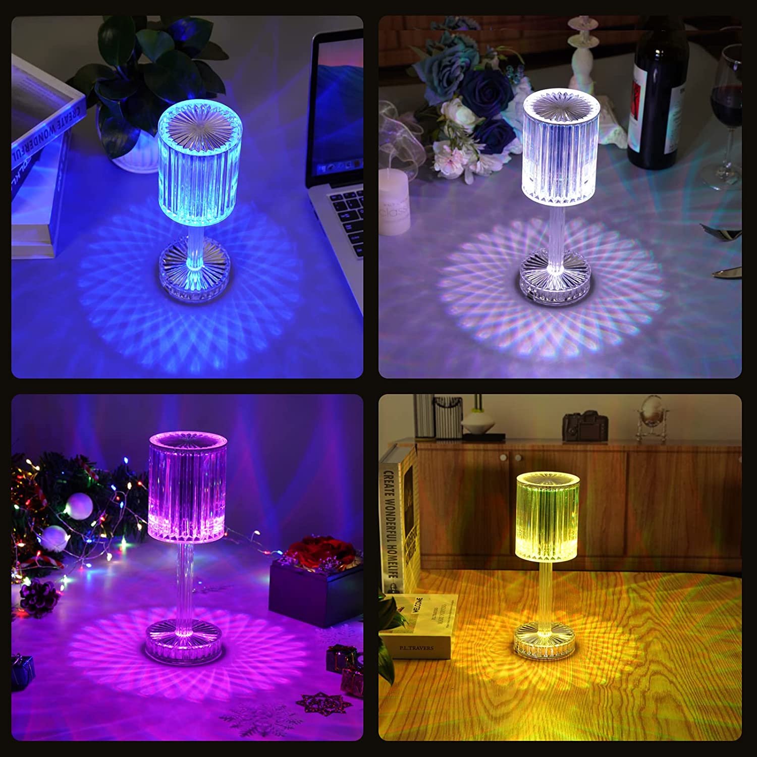 crystal table lamp, touch control lamp, usb table lamp, color changing lamp, nightstand lamp, bedroom lamp, modern desk lamp, led crystal lamp