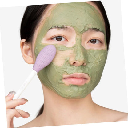 dual-headed silicone mask applicator brush India, silicone brush flat end for mask & textured end for cleansing, reusable silicone face mask applicator tool, travel-friendly silicone mask brush for skin care