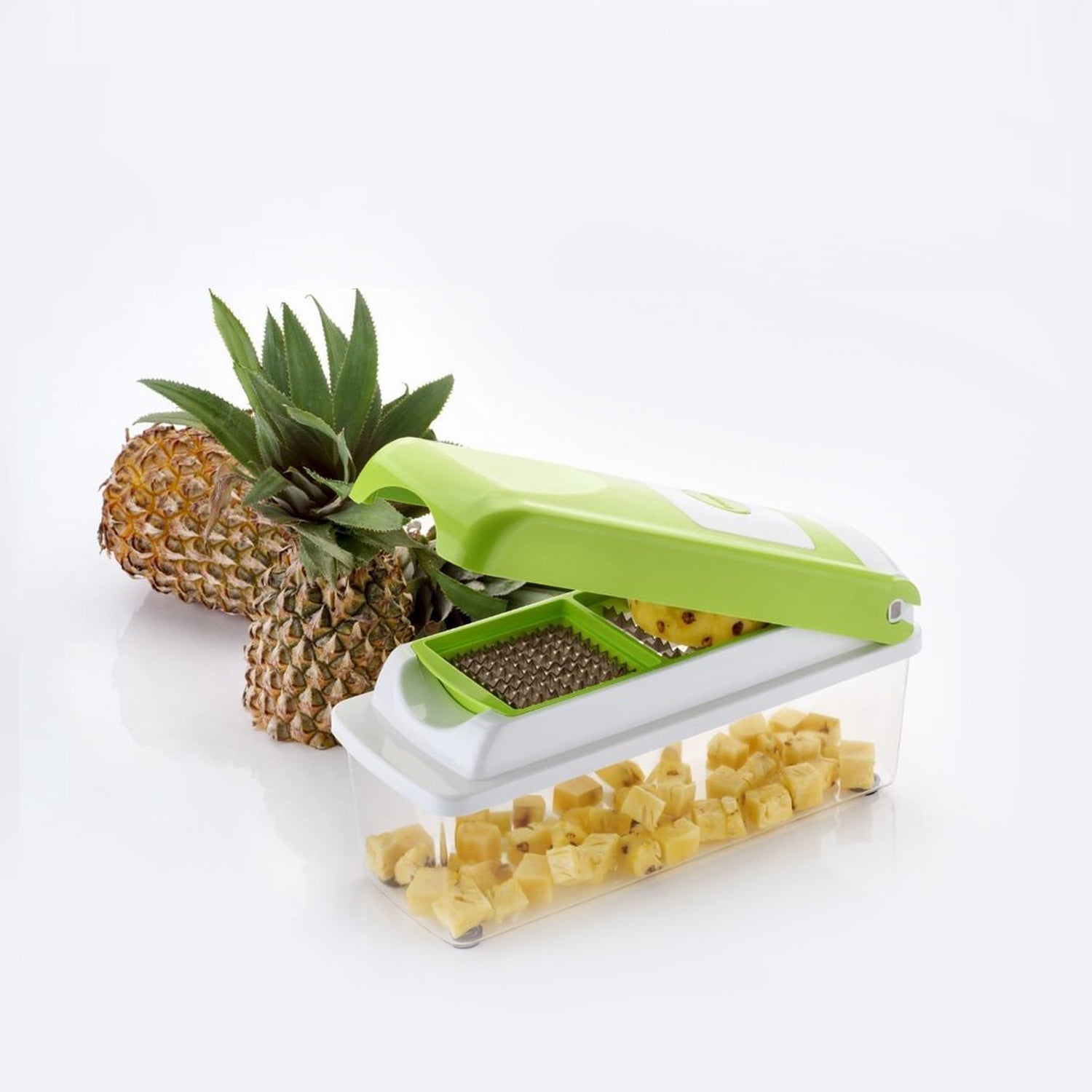 Manual vegetable grater with 13 functions and interchangeable blades. vegetable chopper, 13 in 1 chopper, multipurpose cutter, fruit slicer, kitchen grater, vegetable slicer set, kitchen tools combo, plastic chopper with container, stainless steel vegetable cutter, fruit chopper