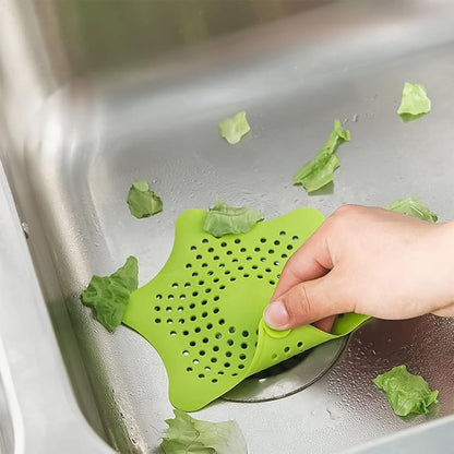 star shape sink filter, silicone drain hair catcher, bathroom drain trap, kitchen sink strainer, reusable drain cover, starfish hair catcher, suction cup drain cover
