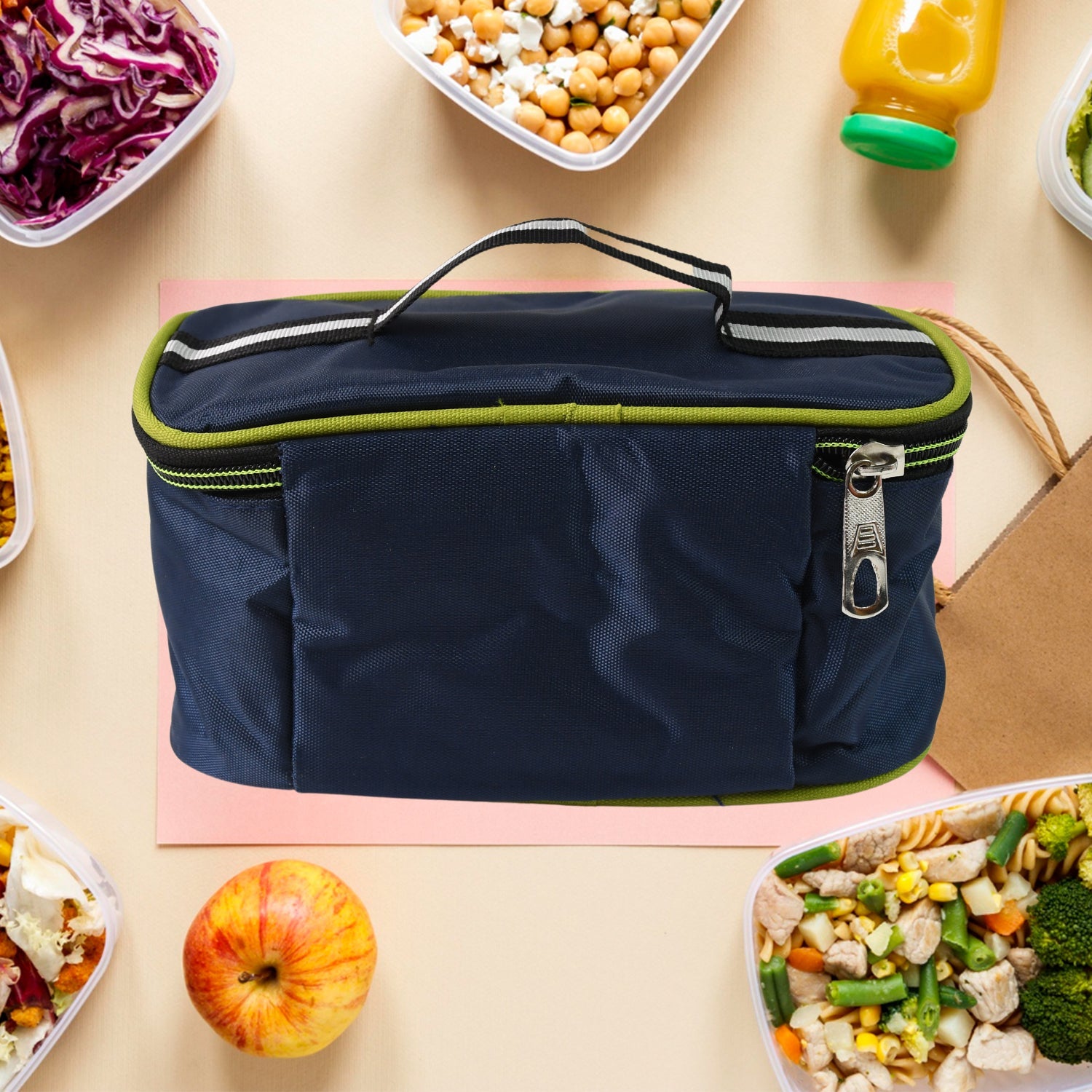 sumo plastic lunch box with bag spoon and fork for office and school, leak-proof tiffin box set with food-safe compartments,