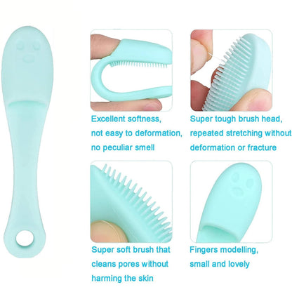 silicone finger scrubber, manual face cleansing brush