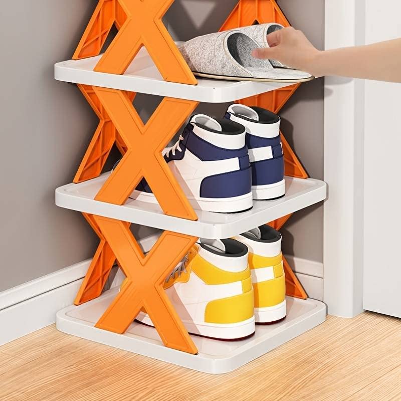 5 layer shoe rack, DIY shoe stand, plastic shoe organizer, small space shoe rack, corner shoe rack, entryway shoe shelf, modular shoe rack, closet shoe storage, narrow shoe rack, space-saving shoe organizer