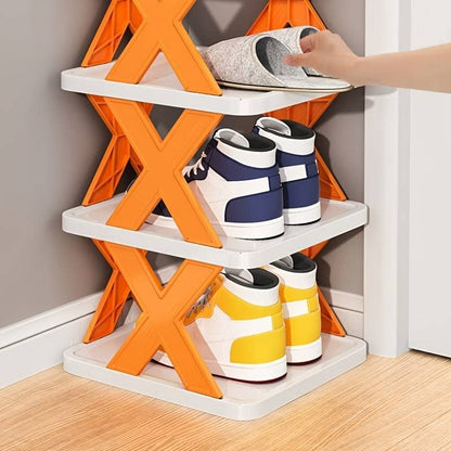 5 layer shoe rack, DIY shoe stand, plastic shoe organizer, small space shoe rack, corner shoe rack, entryway shoe shelf, modular shoe rack, closet shoe storage, narrow shoe rack, space-saving shoe organizer